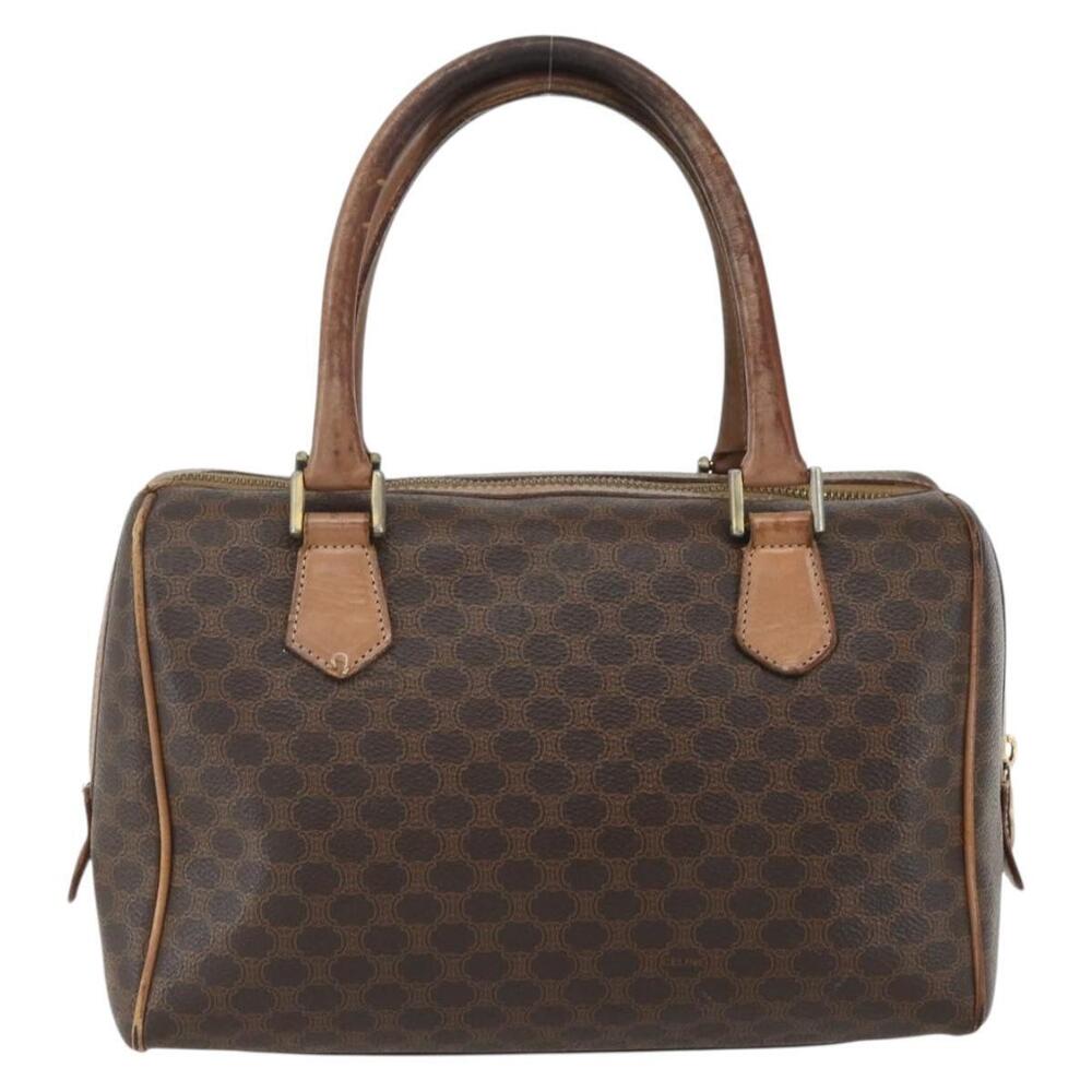 CELINE Macadam Canvas Hand Bag PVC Leather Brown Gold Auth ti3545 - Picture 2 of 16